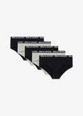Girls' Soft Cotton Briefs, Pack of 5 in Light Heather Gray and Black, view 1