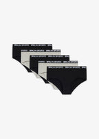 Girls' Soft Cotton Briefs, Pack of 5 in Light Heather Gray and Black, view 1