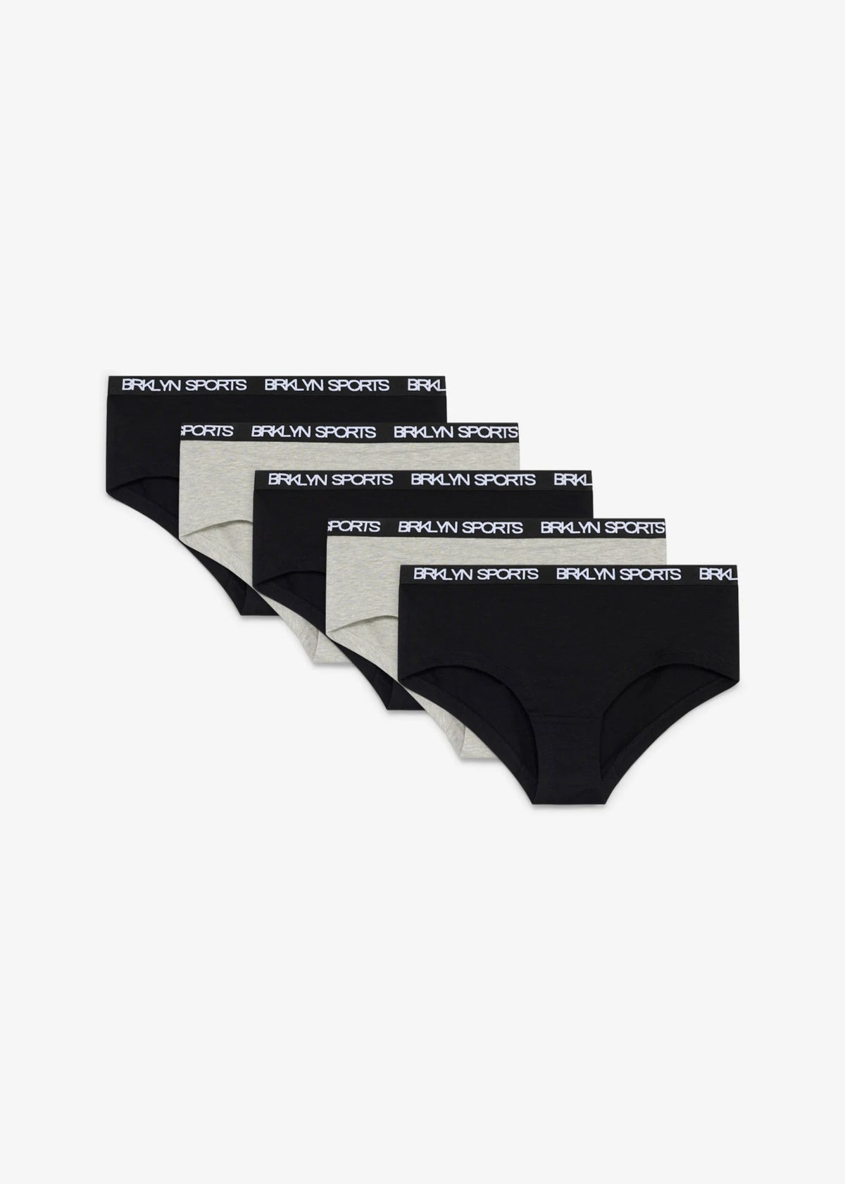 Girls' Soft Cotton Briefs, Pack of 5 in Light Heather Gray and Black, view 1
