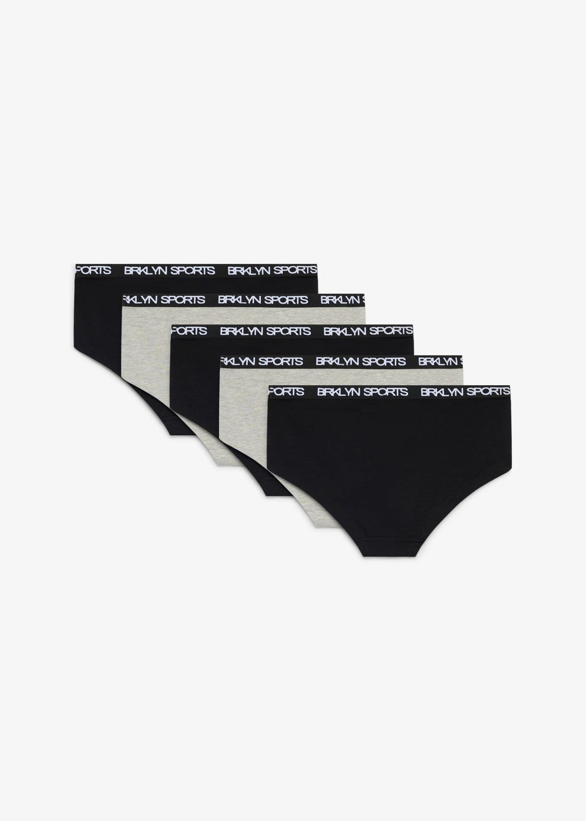 Girls' Soft Cotton Briefs, Pack of 5 in Light Heather Gray and Black, view 2