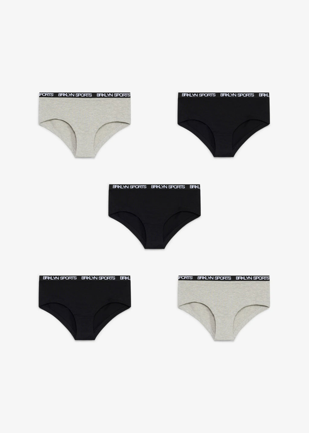 Girls' Soft Cotton Briefs, Pack of 5 in Light Heather Gray and Black, view 4