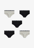 Girls' Soft Cotton Briefs, Pack of 5 in Light Heather Gray and Black, view 4
