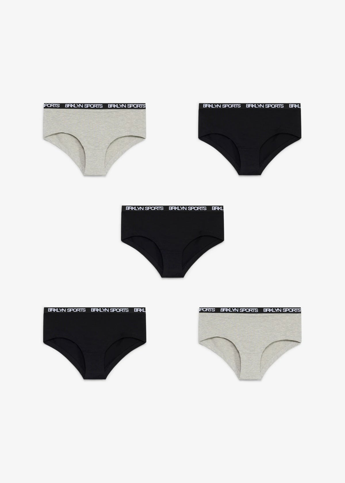 Girls' Soft Cotton Briefs, Pack of 5 in Light Heather Gray and Black, view 4