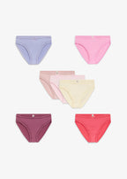 Girls' Soft Cotton Briefs, Pack of 7 in Cream, Light Lavender and Pink, view 4