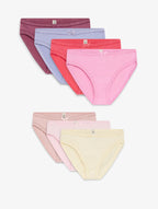 Girls' Soft Cotton Briefs, Pack of 7 in Cream, Light Lavender and Pink, view 1