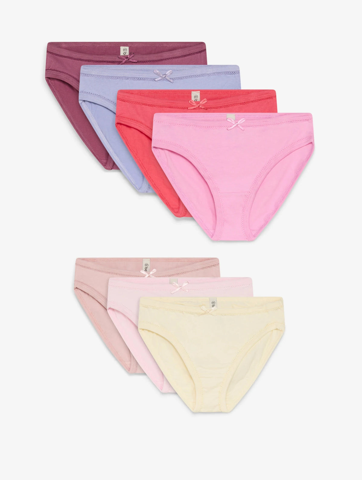 Girls' Soft Cotton Briefs, Pack of 7 in Cream, Light Lavender and Pink, view 1