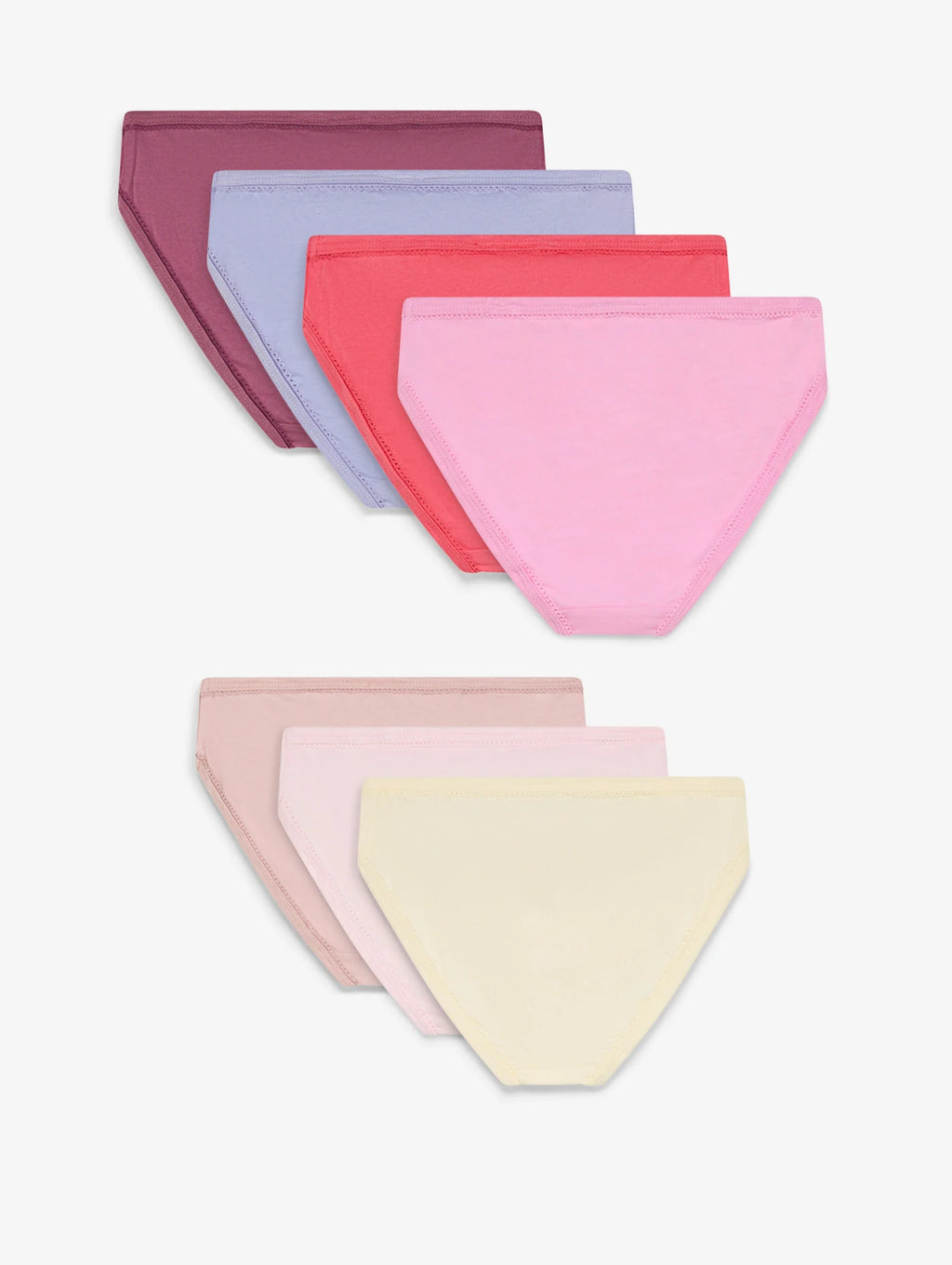 Girls' Soft Cotton Briefs, Pack of 7 in Cream, Light Lavender and Pink, view 2
