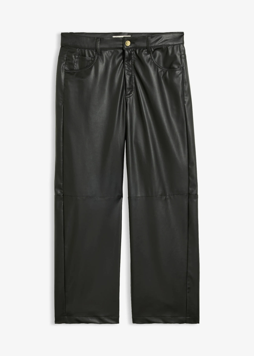 Women's Coated Barrel Pants in Black, view 1