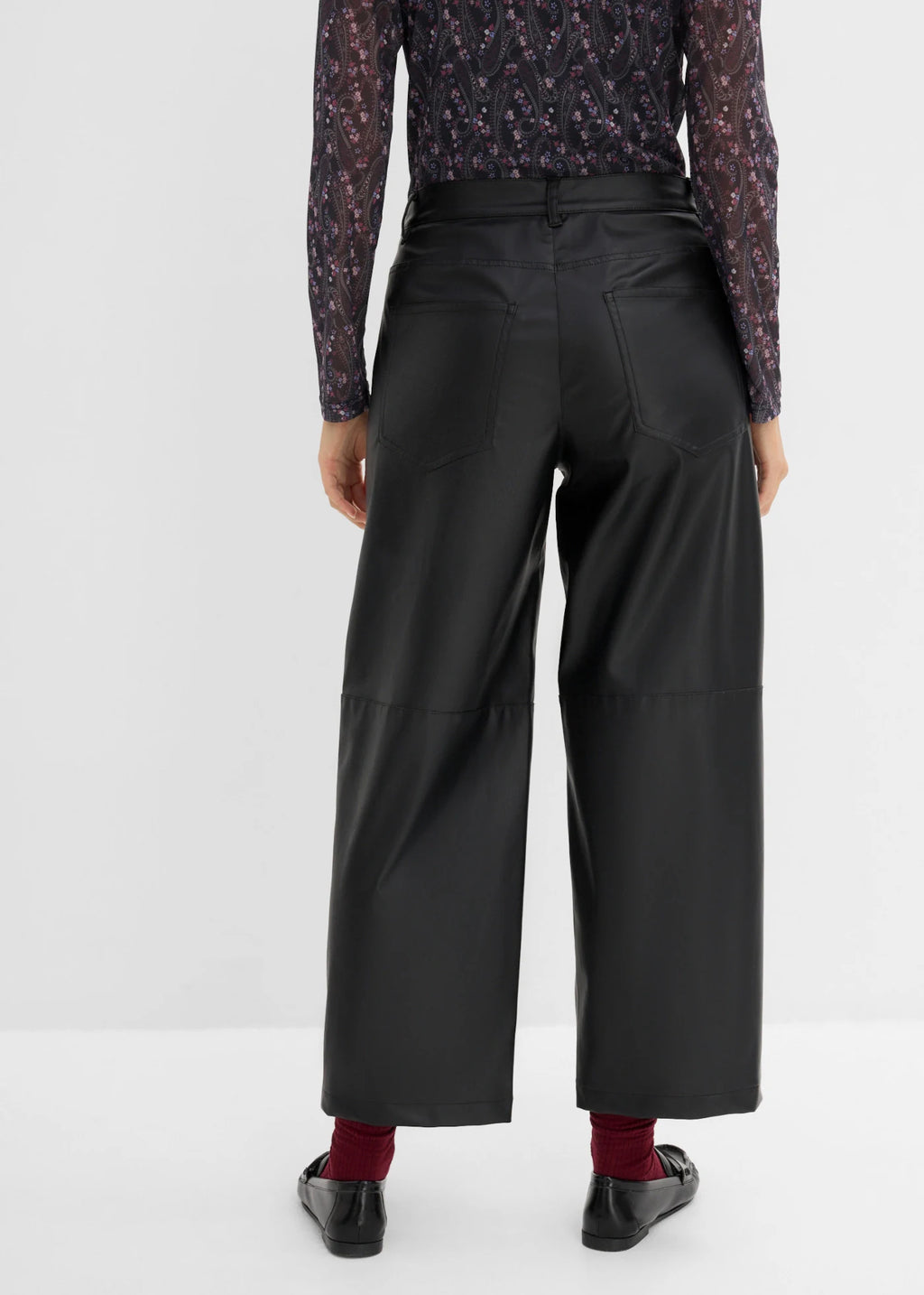 Women's Coated Barrel Pants in Black, view 4