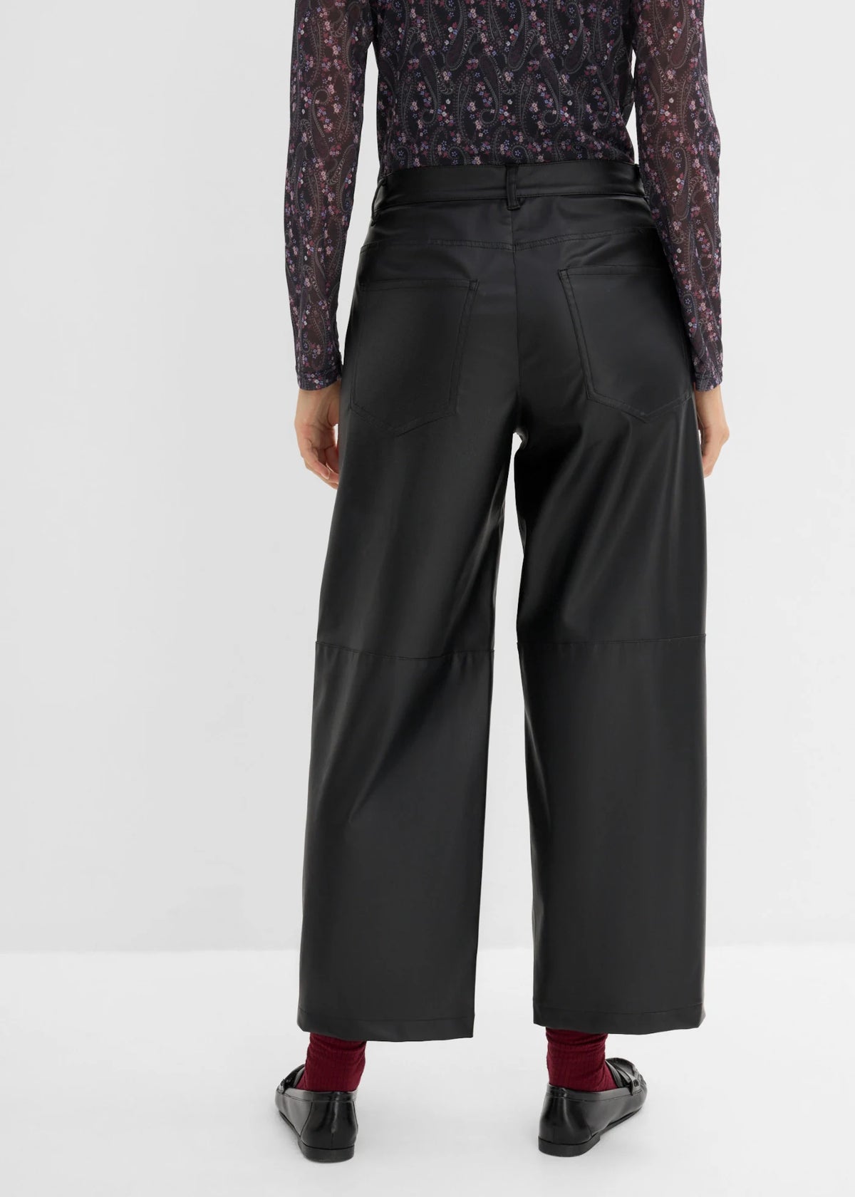 Women's Coated Barrel Pants in Black, view 4