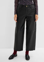 Women's Coated Barrel Pants in Black, view 3