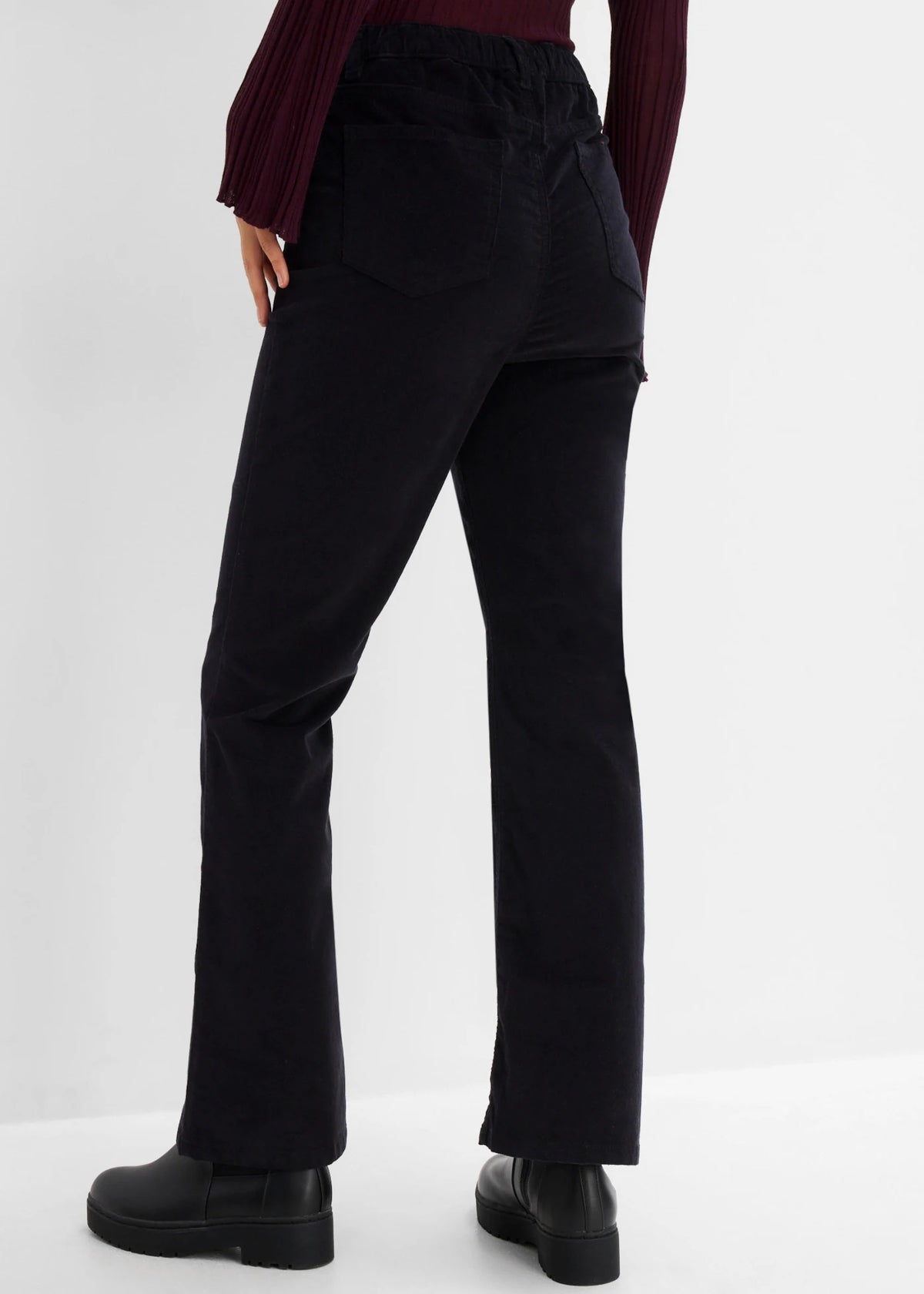 Women's Stretch Corduroy Bootcut Pants in Black, view 4