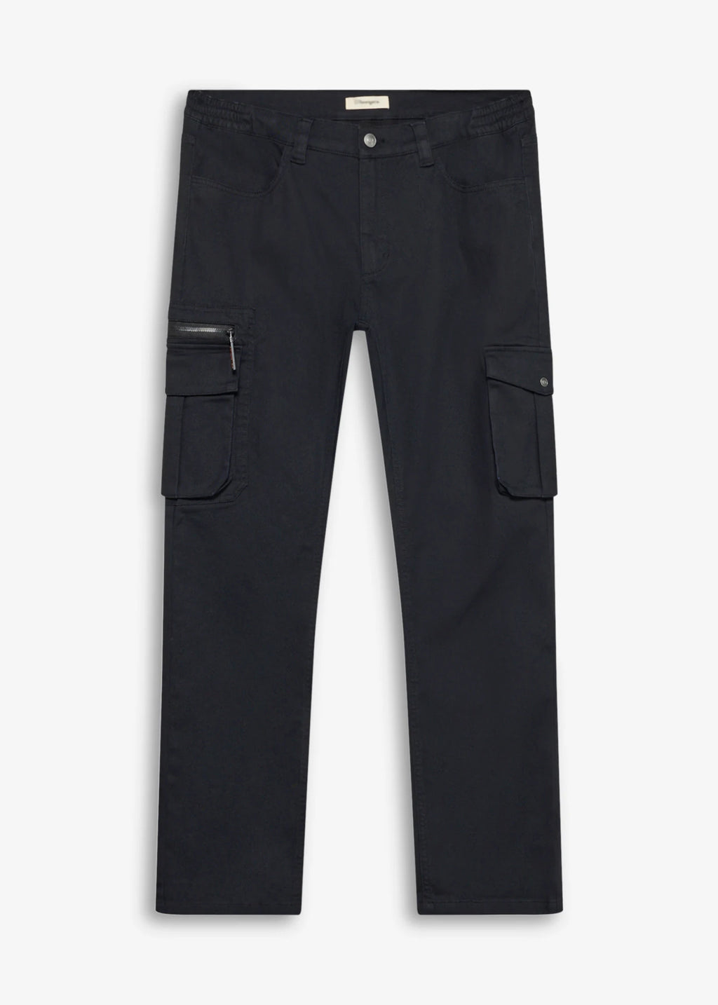 Men's Classic Straight Stretch Cargo Pants with Elastic Waist in Black, view 1