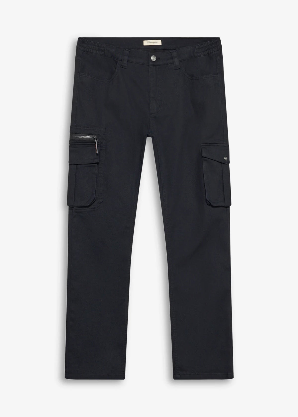 Men's Classic Straight Stretch Cargo Pants with Elastic Waist in Black, view 1