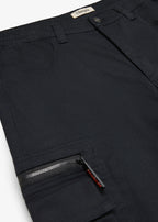 Men's Classic Straight Stretch Cargo Pants with Elastic Waist in Black, view 2