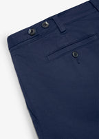 Men's Warm-Lined Straight Chinos with Adjustable Waist in Dark Blue and Muted Blue, view 2