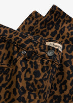Women's Stretch Cotton Pants in Toffee and Black Leopard, view 2