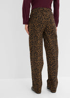 Women's Stretch Cotton Pants in Toffee and Black Leopard, view 4