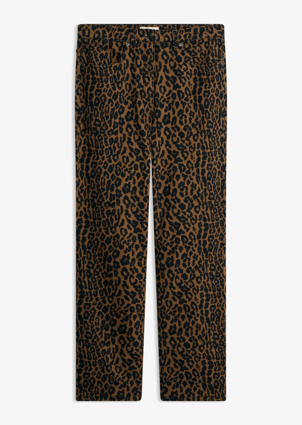 Women's Stretch Cotton Pants in Toffee and Black Leopard, view 1