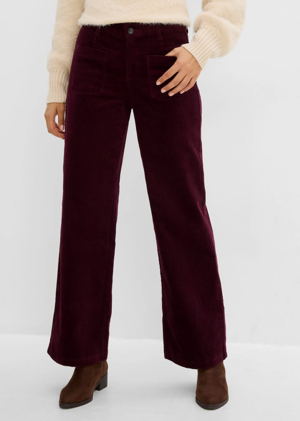 Women's Stretch Corduroy Pants in Burgundy, view 3
