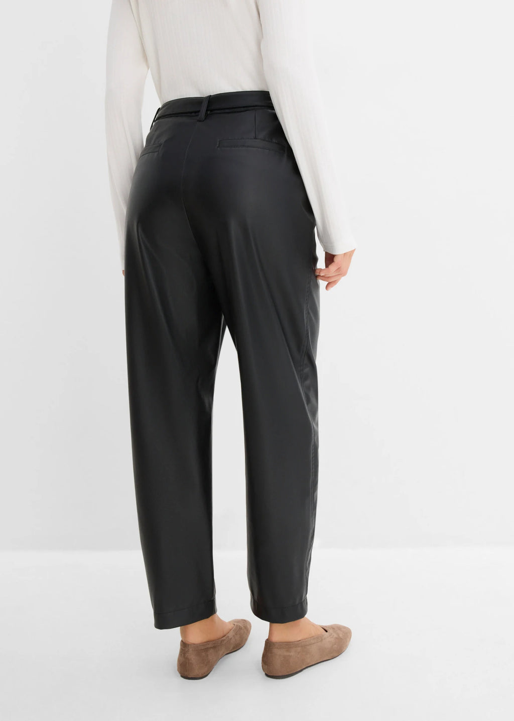 Women's Coated Pants in Black, view 4