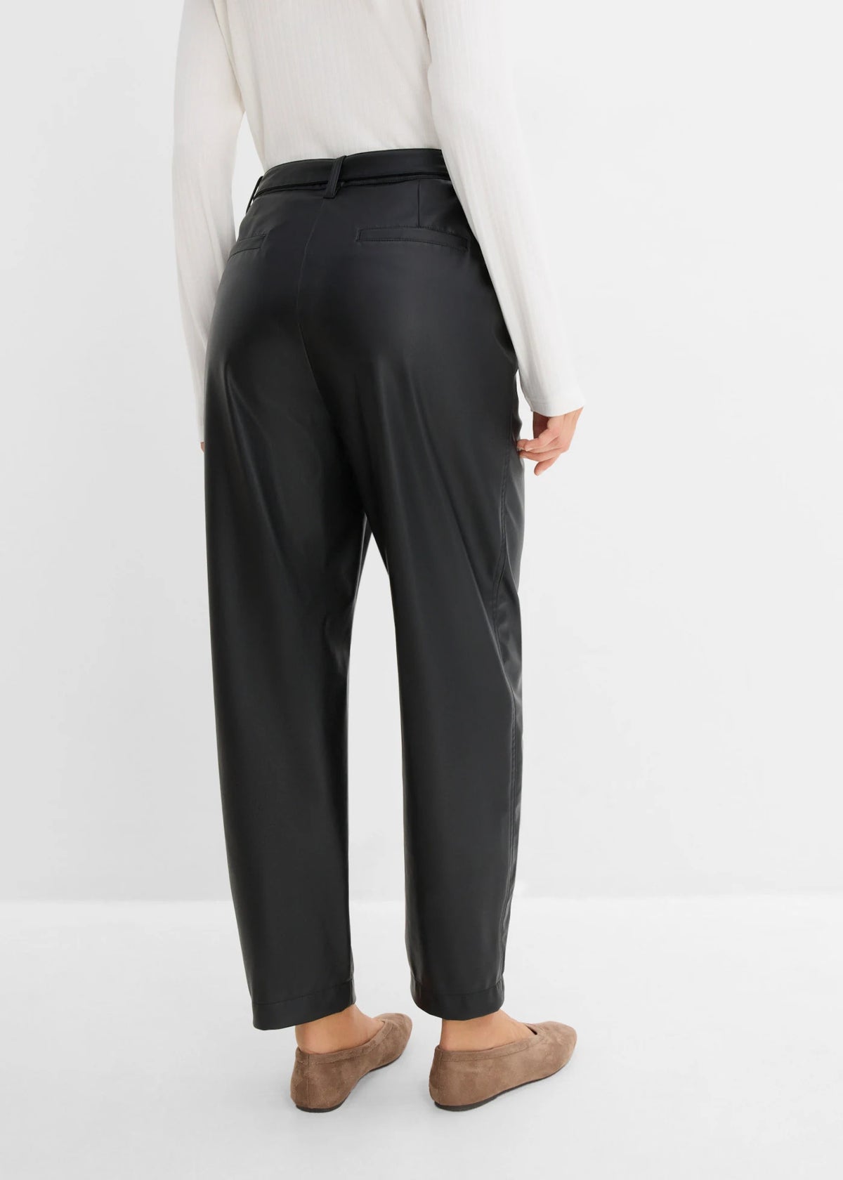 Women's Coated Pants in Black, view 4