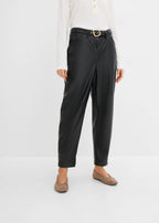 Women's Coated Pants in Black, view 3