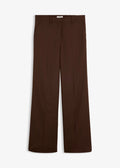 Women's Pleated Wide Leg Pants with Elastic Waist in Dark Brown, view 1