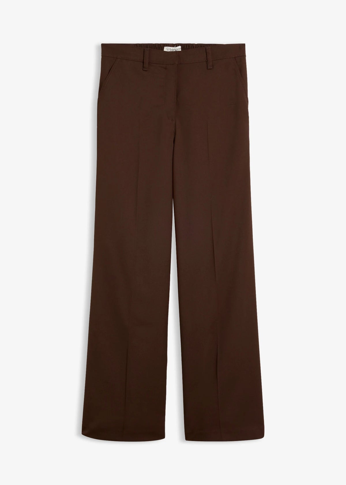 Women's Pleated Wide Leg Pants with Elastic Waist in Dark Brown, view 1