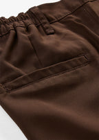 Women's Pleated Wide Leg Pants with Elastic Waist in Dark Brown, view 2