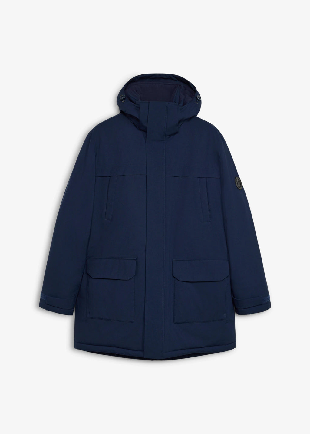 Men's Warm Waterproof Parka with Detachable Hood in Dark Blue, view 1