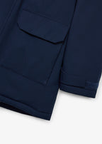 Men's Warm Waterproof Parka with Detachable Hood in Dark Blue, view 2