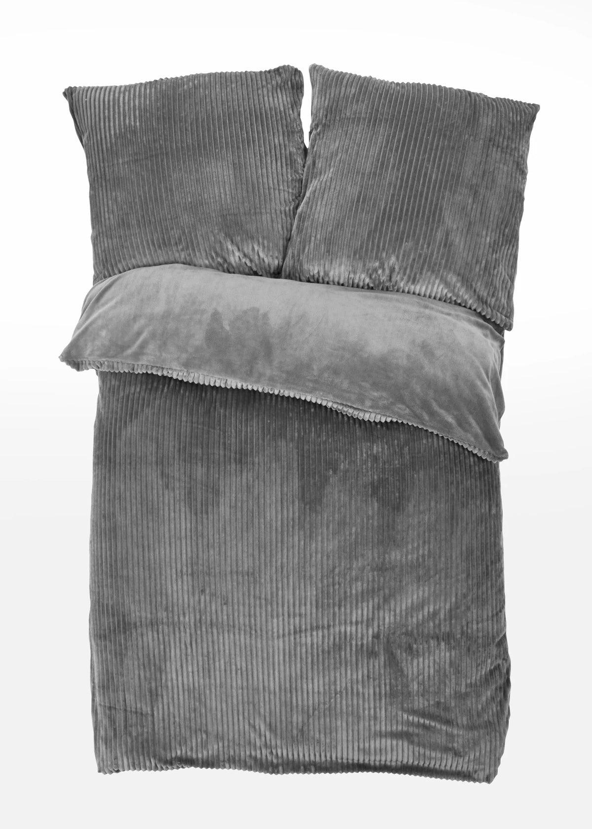 Reversible Ribbed Cashmere-Feel Bedding Set in Dark Gray, view 1