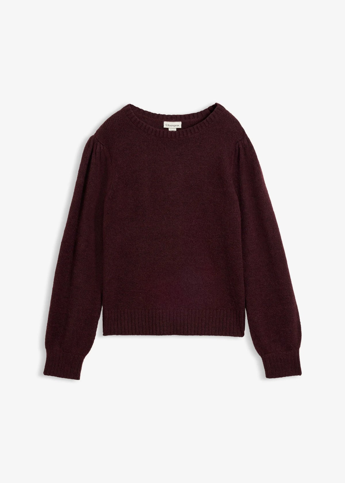 Women's Puff Sleeve Sweater in Heather Burgundy, view 1