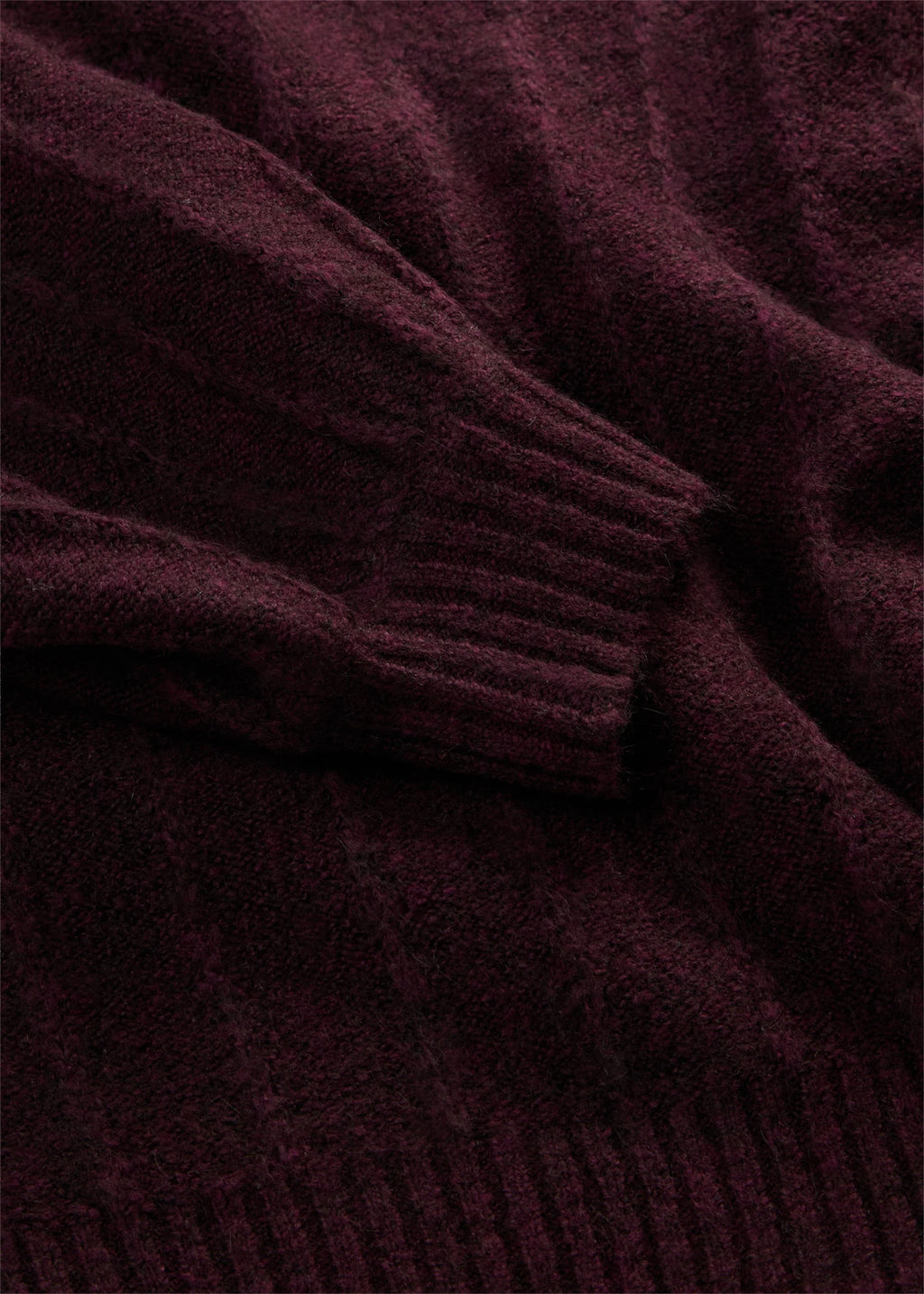 Women's Puff Sleeve Knit Sweater in Heather Burgundy, view 2