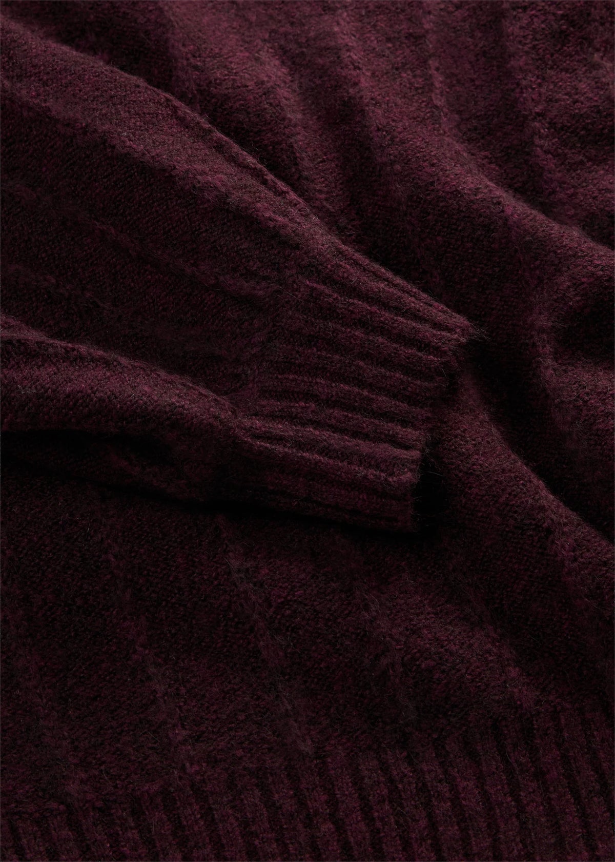 Women's Puff Sleeve Knit Sweater in Heather Burgundy, view 2