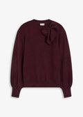 Women's Bow Applique Sweater in Heather Burgundy, view 1