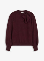 Women's Bow Applique Sweater in Heather Burgundy, view 1