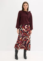 Women's Bow Applique Sweater in Heather Burgundy, view 4