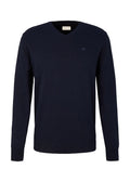 Men's Tom Tailor Pure Cotton Fine Knit Sweater in Dark Heather Blue, view 1