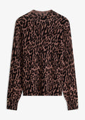 Women's Fine Knit Leopard Sweater in Brown Leopard, view 1