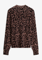 Women's Fine Knit Leopard Sweater in Brown Leopard, view 1
