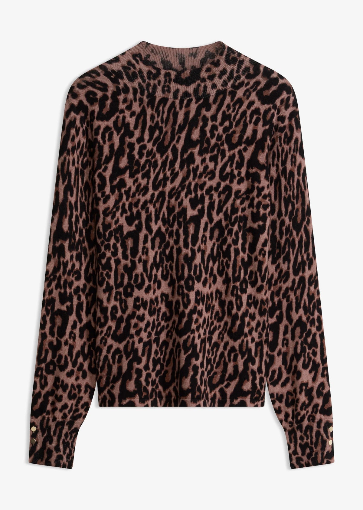 Women's Fine Knit Leopard Sweater in Brown Leopard, view 1