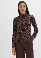 Women's Fine Knit Leopard Sweater in Brown Leopard, view 2