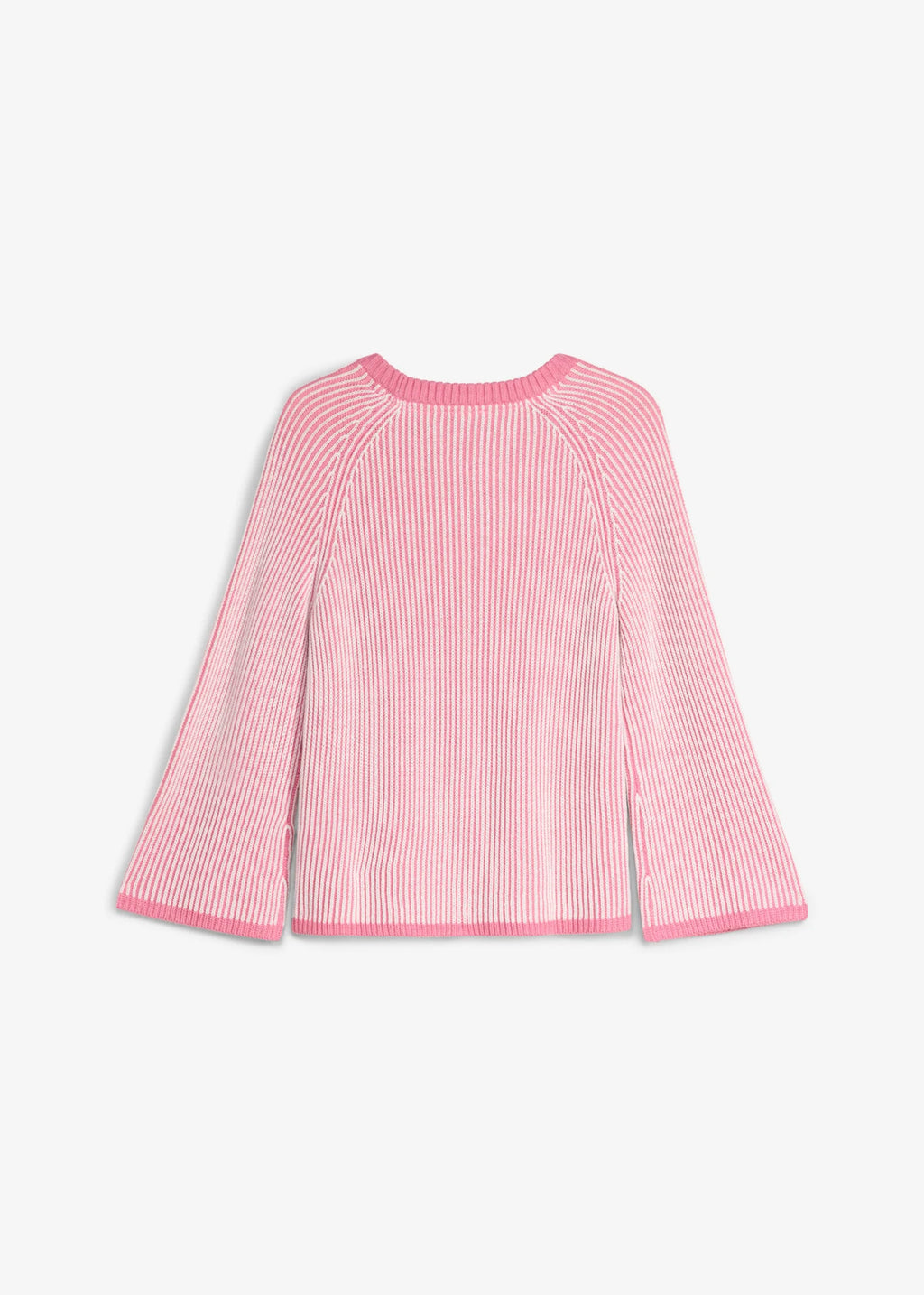 Girls' Chunky Rib Knit Sweater in Muted Bright Pink and Ecru, view 2