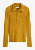 Women's Polo Sweater in Golden Ochre, view 1