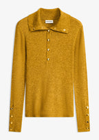 Women's Polo Sweater in Golden Ochre, view 1