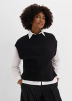 Women's Sleeveless Sweater in Black, view 3