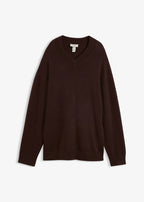 Women's Knitted Sweater in Dark Brown, view 1