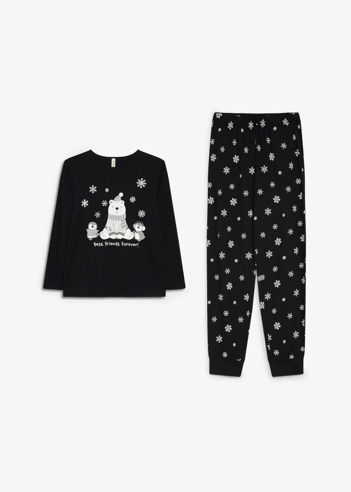 Girls' Soft Cotton Pajamas, 2-Piece Set in Black and White Print, view 4